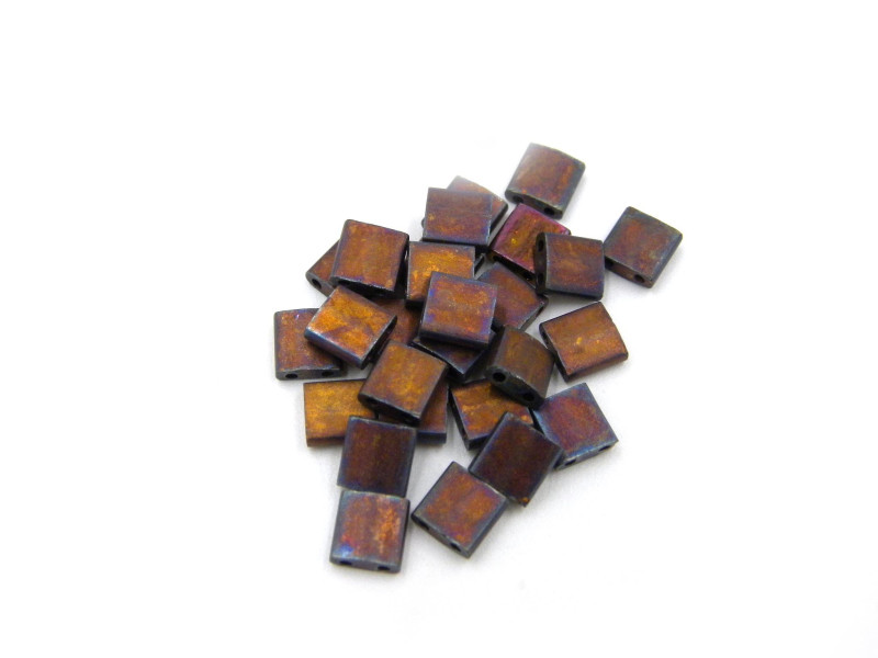 5 mm Miyuki Tila Beads, 2-hole Square Beads, Japanese Glass Beads - Met DK Rasp Iris TL 2005 - 10 g (approx. 125 Beads)