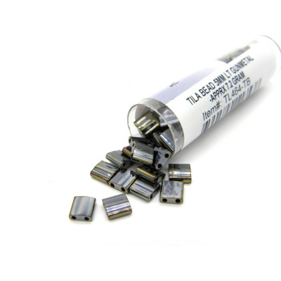 5 mm Japanese Miyuki Tila Beads, 2-hole Square Beads, Japanese Glass Beads -  Light Gunmetal TL 464 - 7.2 g Vial (ca 85 Beads