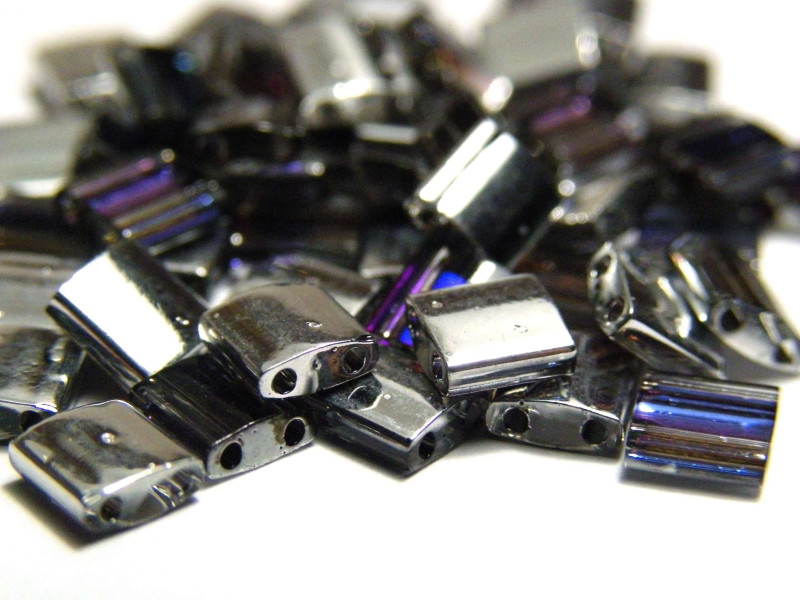 5 mm Miyuki Tila Beads, 2-hole Square Beads, Japanese Glass Beads - Crystal Helio TL 4554 - 10 g (approx. 120 Beads)