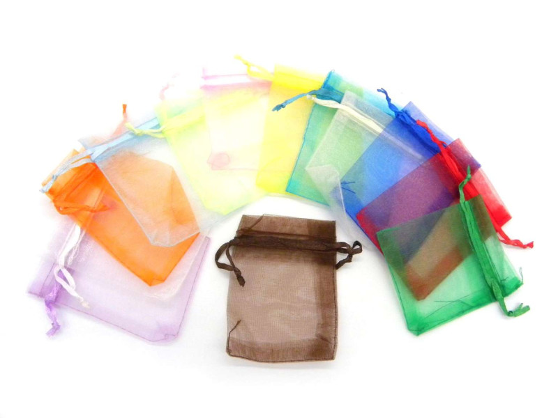 7 x 9 cm (2.7 x 3.5 Inch) Small Plain Organza Bags, Fabric Gift Bags, Gift Pouches (10 Bags Mixed Colour)