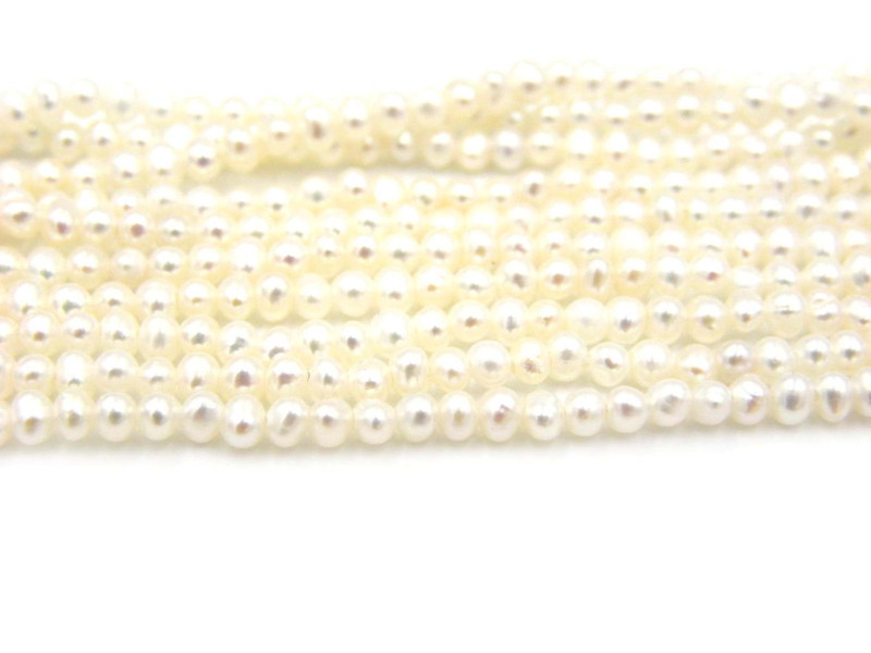 Winzige fast runde Süßwasser-Zuchtperlen - Cremefarbe - 2 mm (1 Strang mit 200 Perlen oder 20 Perlen)