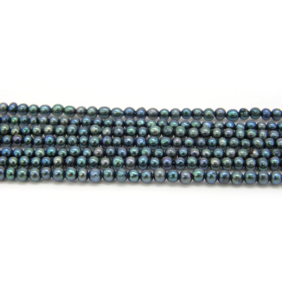 2 mm Near Round Freshwater Mini Seed Pearls - Grade AA - Peacock Black (20 Pc.)