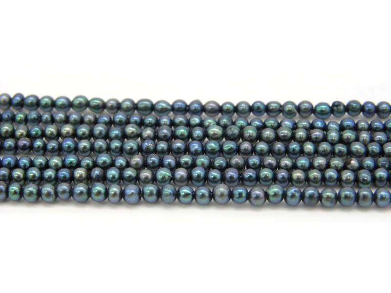 2 mm Near Round Freshwater Mini Seed Pearls - Grade AA - Peacock Black (20 Pc.)