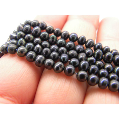 4 - 5 mm Near Round Freshwater Cultured Pearls - Grade A - Peacock Black Colour (20 Pearls)