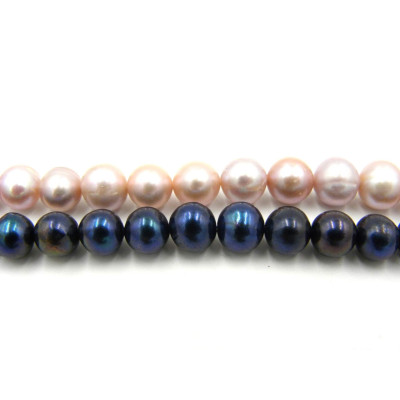 Runde Süßwasserperlen 8 mm - Klasse AA - Farben Lila od. Peacock-Schwarz (1 Strang mit 49 Perlen od. 10 Perlen)