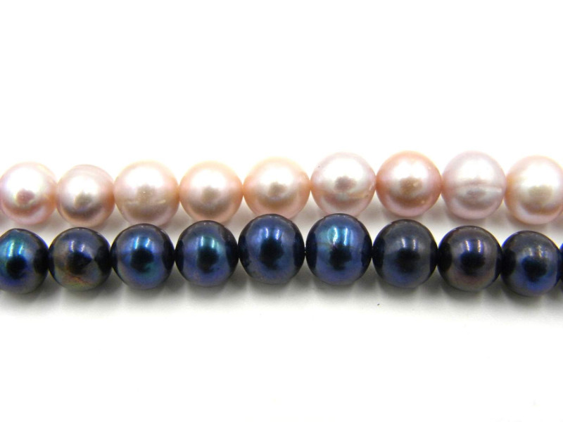 8 mm - Grade AA Near-Round Freshwater Cultured Pearls - Purple or Peacock Black