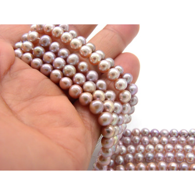 6 - 7 mm - Grade A - Near Round Freshwater Cultured Pearls - Purple Colour (1 Strand or 10 pc.)
