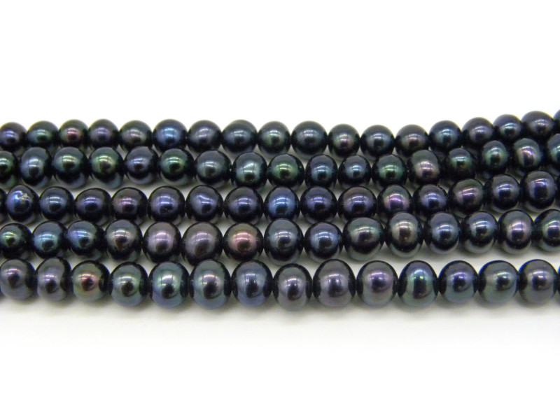 4 - 5 mm Near Round Freshwater Cultured Pearls - Grade AA - Peacock Black (20 Pearls)