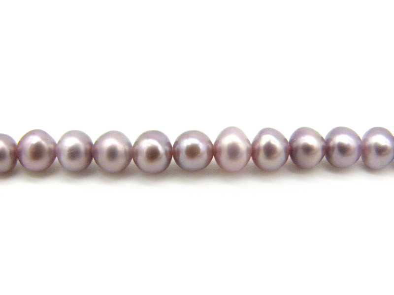 Kleine fast runde Süßwasser-Zuchtperlen 4 mm Klasse AA - Rosa/Lila