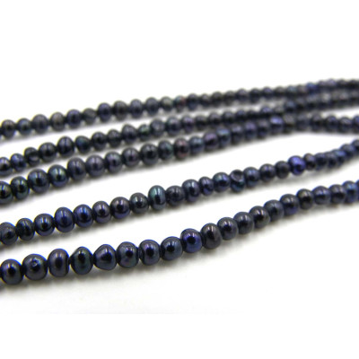 2 mm - Tiny Near Round Freshwater Cultured Seed Pearls - Peacock Black Colour (20 Pearls)