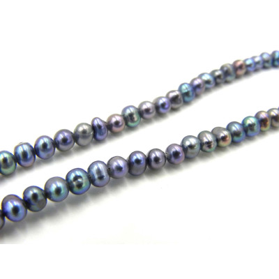 4 - 5 mm Near Round Freshwater Cultured Pearls - Grade A - Grey-Purple-Silver (20 Pearls)