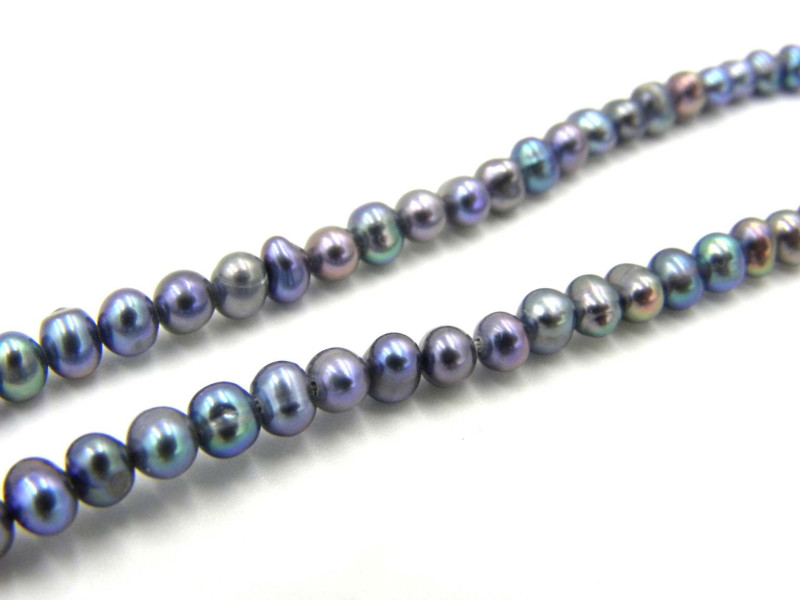 4 - 5 mm Near Round Freshwater Cultured Pearls - Grade A - Grey-Purple-Silver (20 Pearls)