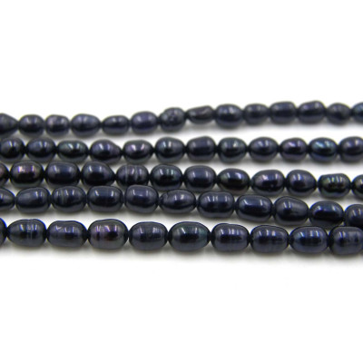 2.5 x 4 mm - Grade A - Rice-shaped Freshwater Cultured Pearls - Peacock-Black Colour (1 Strand or 10 Pearls)