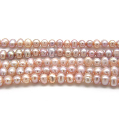 4 mm - Small Near Round/ Potato Freshwater Cultured Pearls - Pink-Purple Sheen (1 Strand or 10 Pearls)
