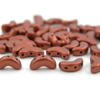 Arcos par Puca® halbmondförmige Glasperlen mit 3 Löchern - 10 mm - Bronze Red Mat - 10g (ca. 45 Perlen)