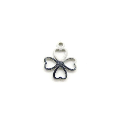 10 mm (0.4 inch) Stainless Steel Four-Leaf Clover, Shamrock, Celtic Lucky Charm, Stainless Steel Colour (1 or 5 Pc.)