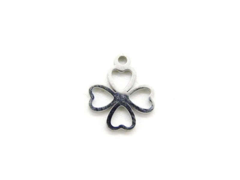 10 mm (0.4 inch) Stainless Steel Four-Leaf Clover, Shamrock, Celtic Lucky Charm, Stainless Steel Colour (1 or 5 Pc.)