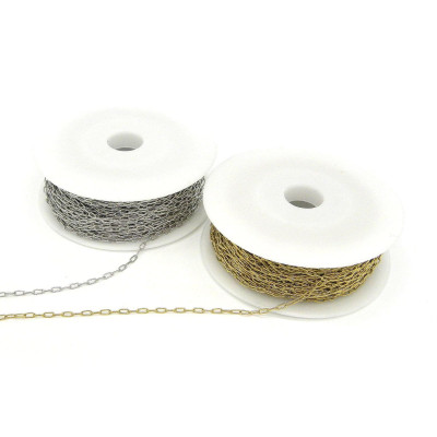 3 mm feine Edelstahl-Papierklammerkette in Gold oder Platin-Silber