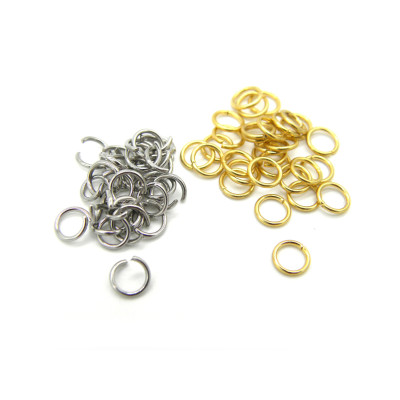5 mm Stainless Steel Open Jump Rings - Platinum Silver or 18K Gold Plated - 50 Pc.