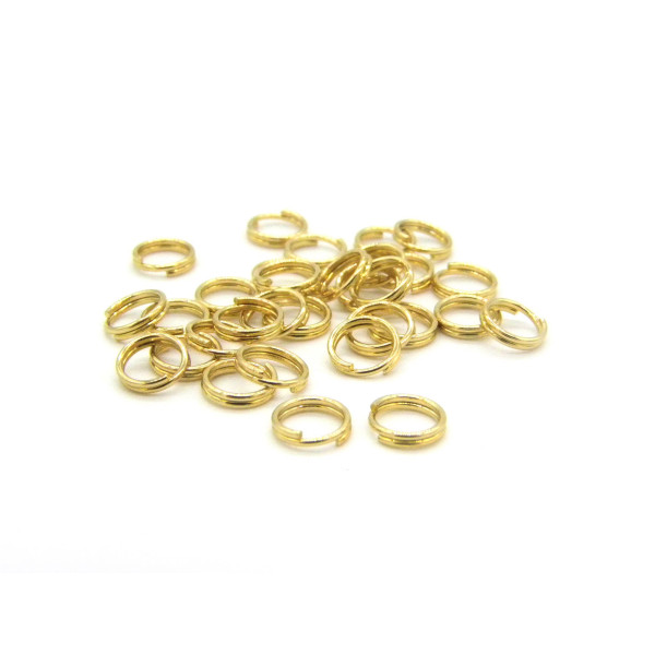 Spaltringe aus Edelstahl - 5 mm - 18K Vergoldet (50 Stk.)