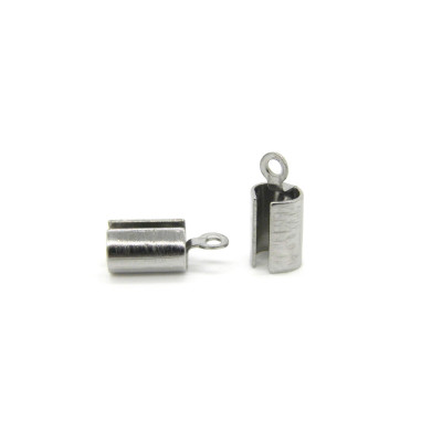 9,5 x 4,5 mm Crimp-Endstücke aus Edelstahl – Silberfarben