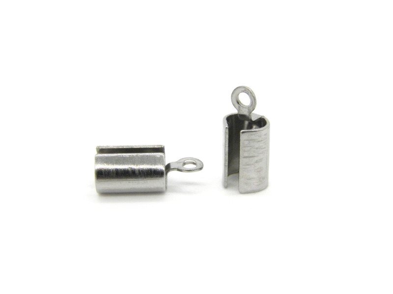 9,5 x 4,5 mm Crimp-Endstücke aus Edelstahl – Silberfarben