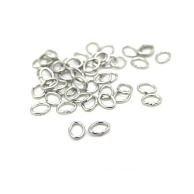 4 x 3 x 0,6 mm mm kleine ovale Biegeringe aus Edelstahl - Farbe Silber (25 Stk.)