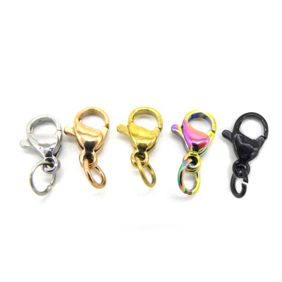 10 mm kleine Karabinerverschlüsse aus Edelstahl mit 5 mm Biegering - Silber, Gold, Roségold, Regenbogen, Schwarz  (5 Stk.)