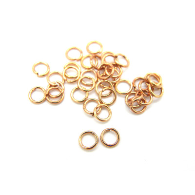 4.5 mm x 0.7 mm - 21 GA - Stainless Steel Unsoldered Closed Jump Rings - Rose Gold Plated - 50 Pc. 4.5 mm x 0.7 mm - 21 GA - Stainless Steel Unsoldered Closed Jump Rings - Rose Gold Plated - 50 Pc.