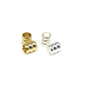 6 x 5 mm Corrugated Stainless Steel Cylinder Beads...
