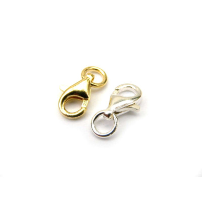 8 mm 925 Sterling Silver Lobster Trigger Clasp with Jump Ring - Silver, 18 K Gold