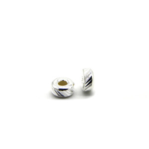 4 mm Small Bar-Cut 925 Sterling Silver Rondelle Be...