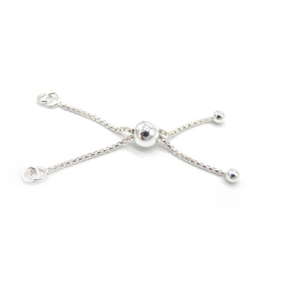 50 mm (2 inch) 925 Sterling Silver Sliding Bead Clasp with Ball Ends