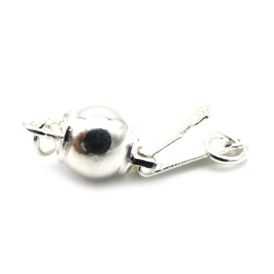 13x6 mm (0.5 inch) Round Sterling Silver 925 - Ball Clasp, Box hook Clasp