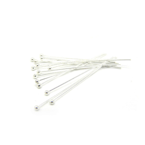 30 mm x 0,4 mm Sterling-Silber 925 Nietstifte mit Kugel (10 od. 50 Stk.)