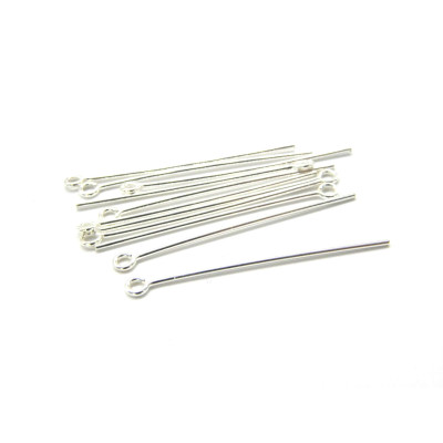38 mm (1.5 Inch) x 0.5 mm (24 GA) Fine Sterling Silver 925 Eye Pins - 10 Pc.