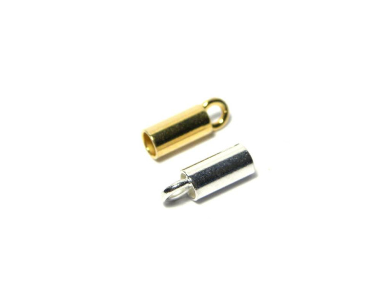 10 x 3 mm Sterling Silver 925 Cord Ends for 2.5 mm Cord (14 GA) - End Caps - Silver 925 or 24K Gold Plated Silver (2 Pc.)