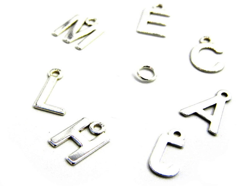 8 mm Sterling Silber Alphabet Buchstaben A-Z mit GRATIS Silber 925 Biegering - Alphabet Charms/Anhänger