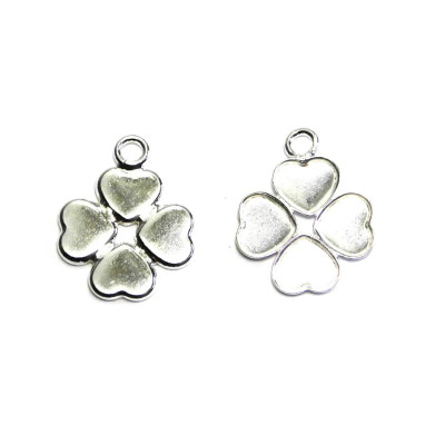 16 mm Four Leaf Clover Pendant - 925 Sterling Silver Charm - Good Luck Symbol