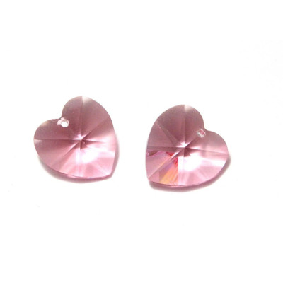 14 mm Swarovski® Heart Pendant (6228/6202) - Genuine Austrian Crystal - Light Rose Pink (2 Pc.)