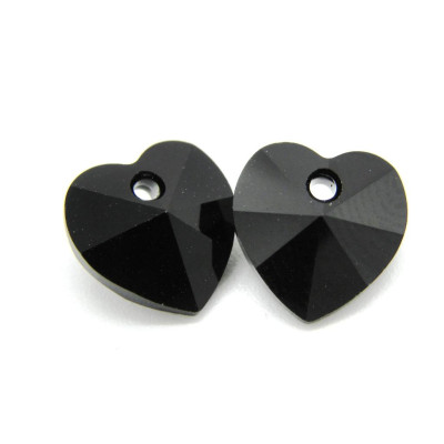 14 mm Swarovski® Heart Pendant (6228/6202) - Genuine Austrian Crystal - Jet Black (2 Pc.)