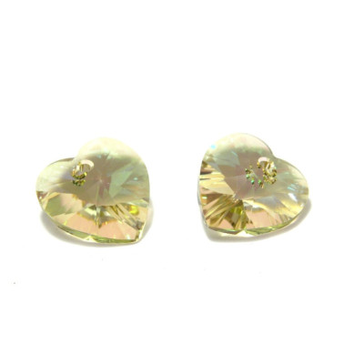 14 mm Swarovski® Heart Pendant (6228/6202) - Genuine Austrian Crystal - Crystal Luminous Green (2 Pc.)