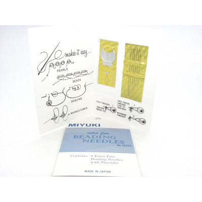 6 extra feine Miyuki Beeding Nadeln mit Einfädler - verschiedene Längen