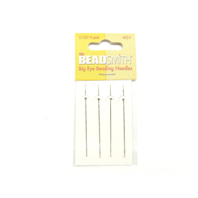 5.4 cm (2.125 inch) Big Eye Beading Needles - The Bead Smith - Easy Threading Split Needle - Pack of 4