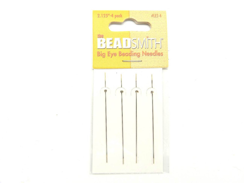 The Bead Smith Perlennadeln mit großem Nadelöhr 5,4 cm - 4 Nadeln