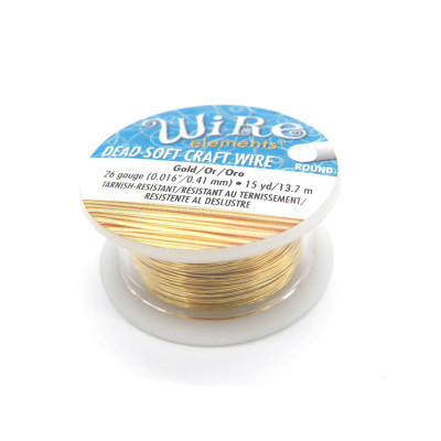 0,4 mm (26 GA) Wire Elements Schmuckdraht - 13.7 m - Weiches, nicht anlaufendes Messing - Gold