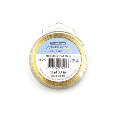 Artistic Wire Schmuckdraht - 1,0 mm x 9,14 m (18 GA) Messing mit Anlaufschutz (27,4 m)