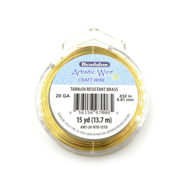 Beadalon Artistic Wire Schmuckdraht - 0.8 mm x 13,72 m - 20 GA - Messing mit Anlaufschutz (27,4 m)