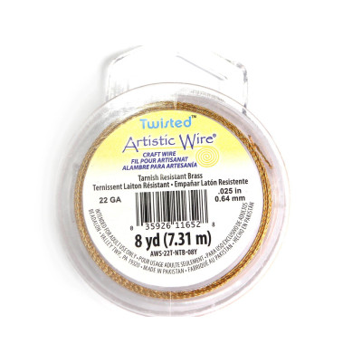0.6 mm (22 GA) Beadalon TWISTED Artistic Wire Craft/Twisted Jewellery Wire - 7.3 m (8 Yd) - Non-Tarnish Brass