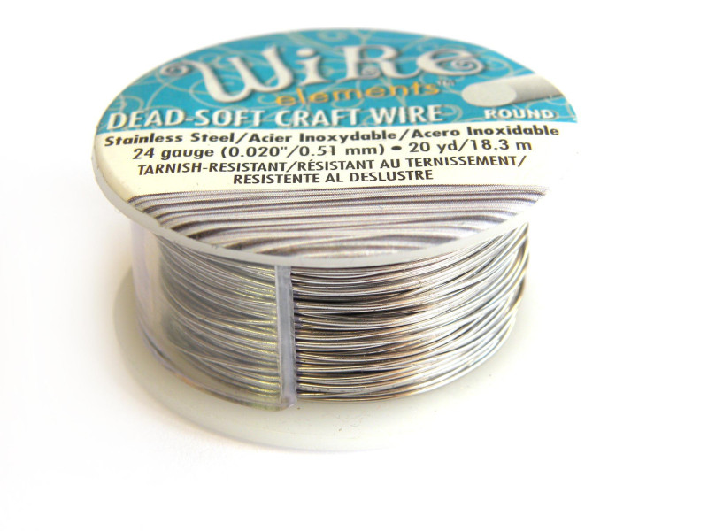 0,5 mm (24 GA) Wire Elements Bastel-/Schmuckdraht - 18,3 m - Dead Soft - Edelstahl Silberfarben
